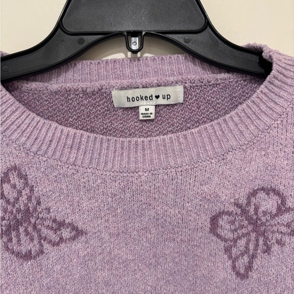 Hooked Up Purple Butterfly Sweater size medium - Picture 3 of 5